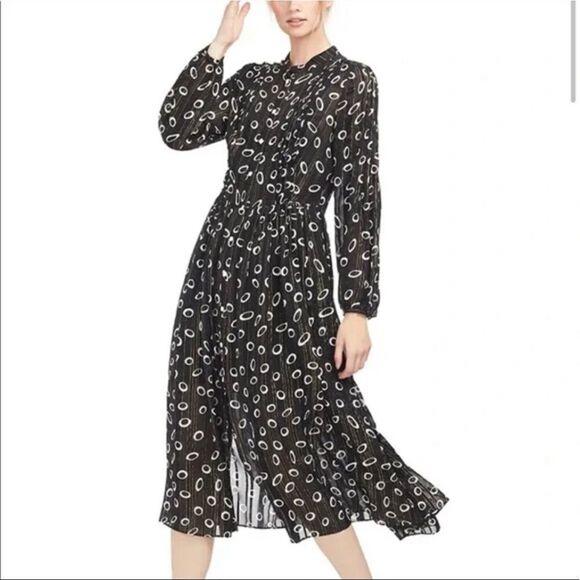 SALONI Dresses & Skirts - SALONI dress Raquel space dot midi long sleeve silk Read Description